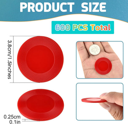 Coopay 600 Pieces Plastic Poker Chips Bingo Chip Bulk Learning Counters Disks Poker Card Game Counting Markers for Math Practice, Game Tokens and Teaching Rewards, 38 mm/ 1.5 Inches (Yellow)