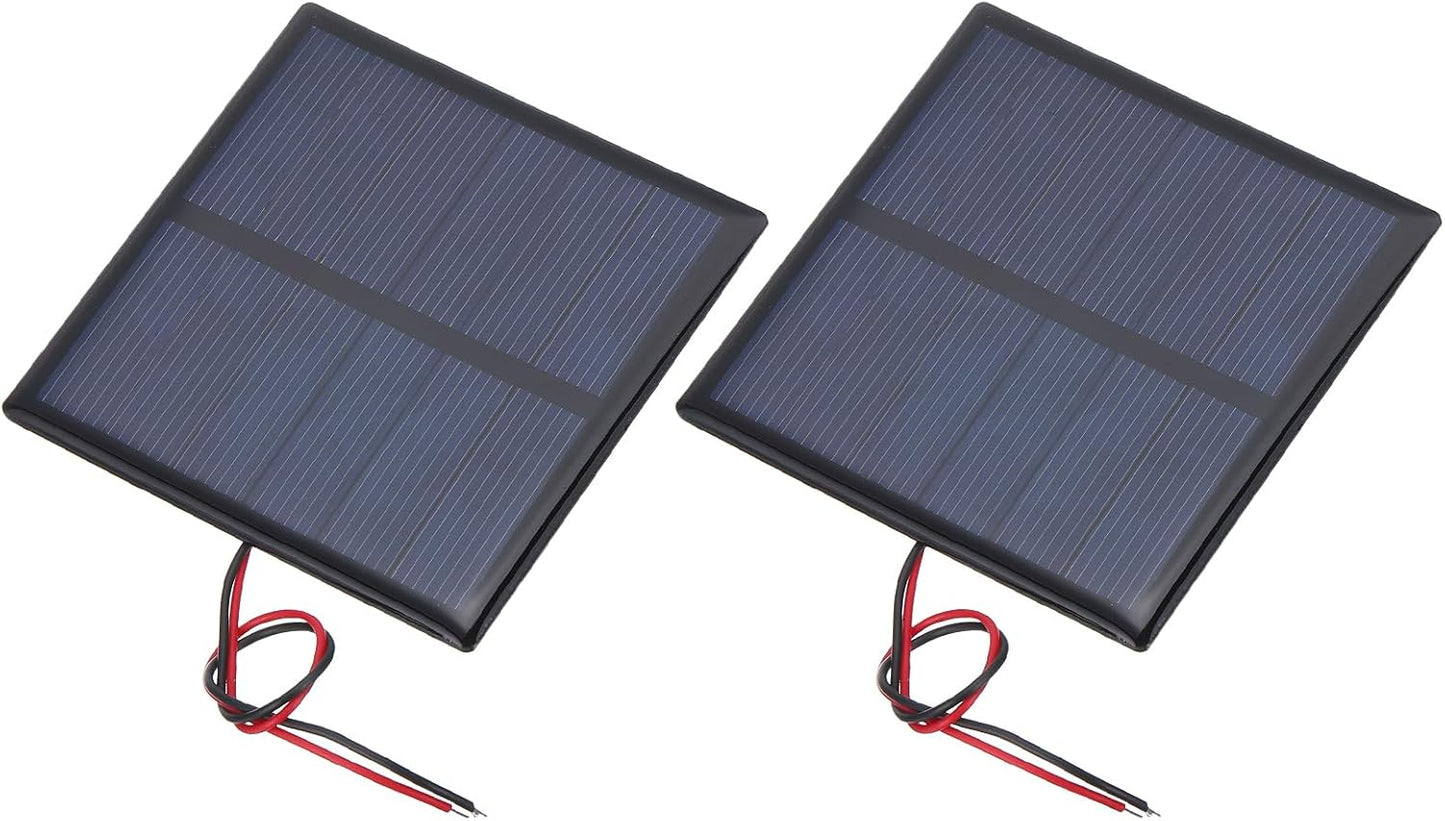MECCANIXITY 2 Pcs 5.5V 0.44W 70mA Mini Solar Panels, Small Polycrystalline Solar Cell Panel with 2 Cable for DIY Electric Toy Materials Kits Charger, 60mm x 60mm