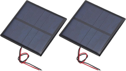 MECCANIXITY 2 Pcs 5.5V 0.44W 70mA Mini Solar Panels, Small Polycrystalline Solar Cell Panel with 2 Cable for DIY Electric Toy Materials Kits Charger, 60mm x 60mm