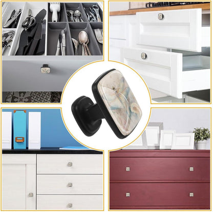 4 Pack Cabinet Knobs Drawer Pulls, 30mm Round ABS Glass Drawer Hardware Growing Purple Butterflies Cabinet Handles with Screws for Dressers Kitchens Cupboard