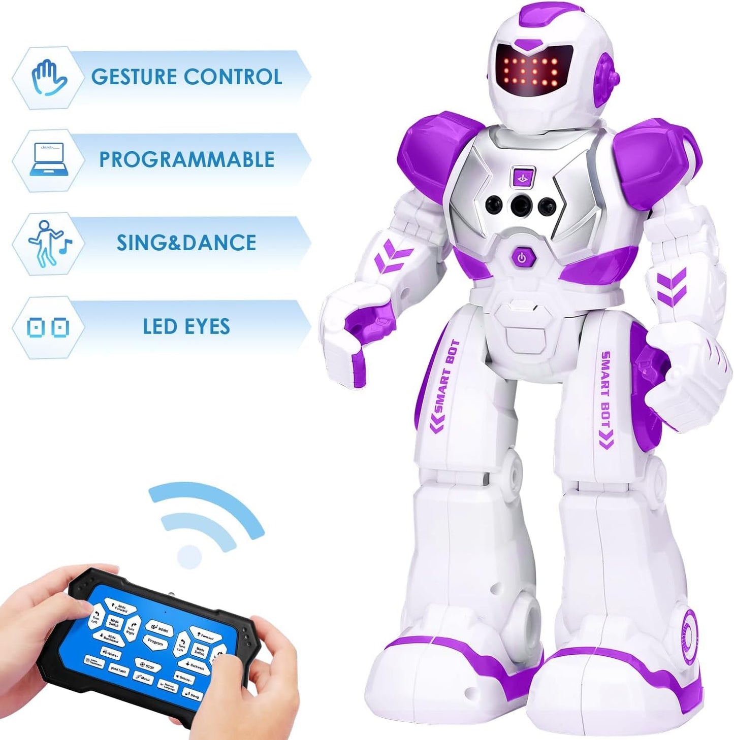 KingsDragon Robots Toy for Kids, RC Gesture Sensing Toy, Interactive Walking Singing Dancing Robot Birthday Presents for Boys Girls Age 6 7 8 9 Years Old