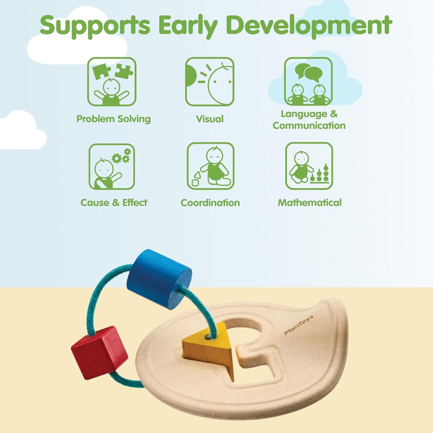 PlanToys® Shape and Sort It Out Bin Wooden Montessori Shape Matching Toy | Fine Motor, Problem Solving and Early Math Learning Activity | Eco Friendly Educational Sorting Toy