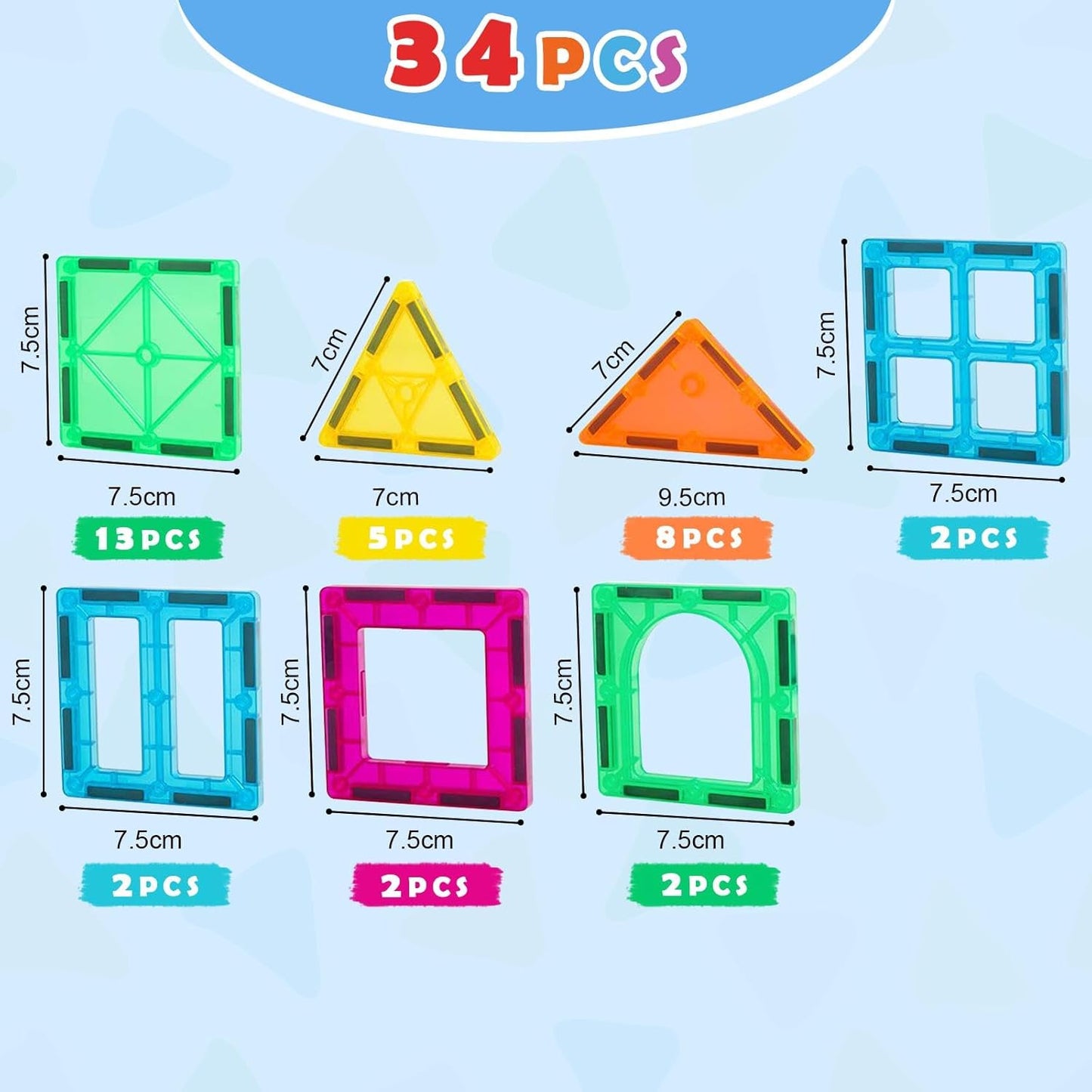 Gemmicc Magnetic Tiles, 126 PCS + Storage Case, STEM Building Blocks Magnet Toys for Kids,Educational Building Toy Stacking Blocks for Boys Girls,Huge Set with 2 Cars
