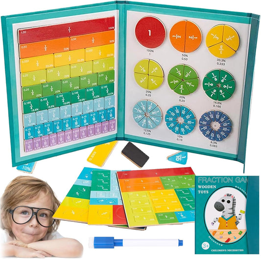 Magnetic Fraction Demonstration Book, Magnetic Fraction Tiles, Magnetic Math Fraction Disc Set, Educational Puzzle Fraction Manipulatives, Teaching Aid for Classroom (A)