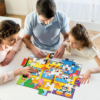 Jumbo Floor Puzzle for Kids, Large Jigsaw Puzzles 24 Piece for Kids Ages 3-5,Preschool Learning & Education Toys, Gifts for 4-8 Year Old Boys and Girls (Jungle Animals)