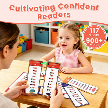 Phonics Flashcards for Kids Ages 4-8, 60 Pcs Words Phonics Word Lists Cards, 117 Phonics Groups with 900+ Rhyming Words, Early Educational Learning Games for Preschool, Kindergarten