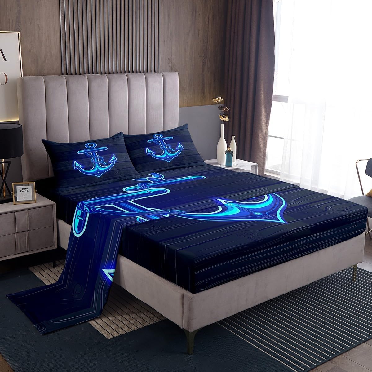 Feelyou Drum Kit Bedding Set Musical Instruments Sheets for Kids Boys Girls Classical Rock Music Bed Sheets Vinyl Record Sheets Set Bedroom Collection 4Pcs Full Size