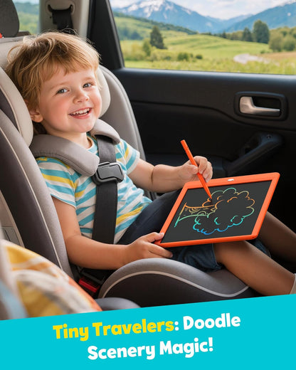 TEKFUN LCD Writing Tablet for Kids, 10-inch Coloring Drawing Pad, Mess Free Doodle Board, Airplane Travel Toys for Boys and Toddlers, Road Trip Essentials, Gifts for 3 4 5 6 7 8 Year Old Girls(Blue)