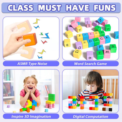 Apluses 32pcs Magnetic Blocks Building Cubes for Toddlers, Classroom Must Haves Creative Learning Kids Gifts, Preschool Montessori Sensory Autism Magnet Toys for Boys and Girls Ages 3 4 5 6