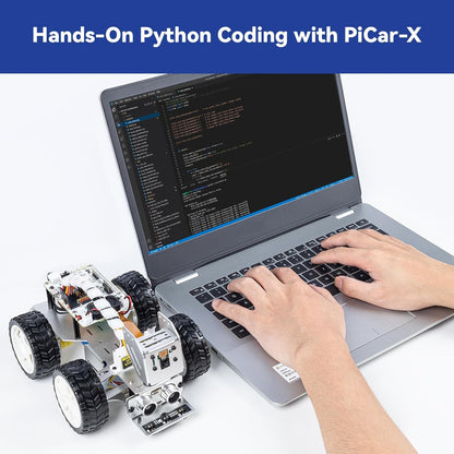 SunFounder Picar-X AI Video Robot Car Kit for Raspberry Pi 5/4/3B+/Zero 2w, LLMs ChatGPT-4o/Gemini/Grok, Voice&Video Recognition, Python, Scratch, Camera, Batterry (RPI NOT Included)