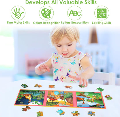 Magnetic Puzzles for Kids Ages 4-6, 20-Piece Toddler Travel Toys Unicorn Princess Puzzles Ages 3-5, Educational Learning Magnets, Ideal Road Trip Activities Toys for 3 4 5 6 Boys and Girls