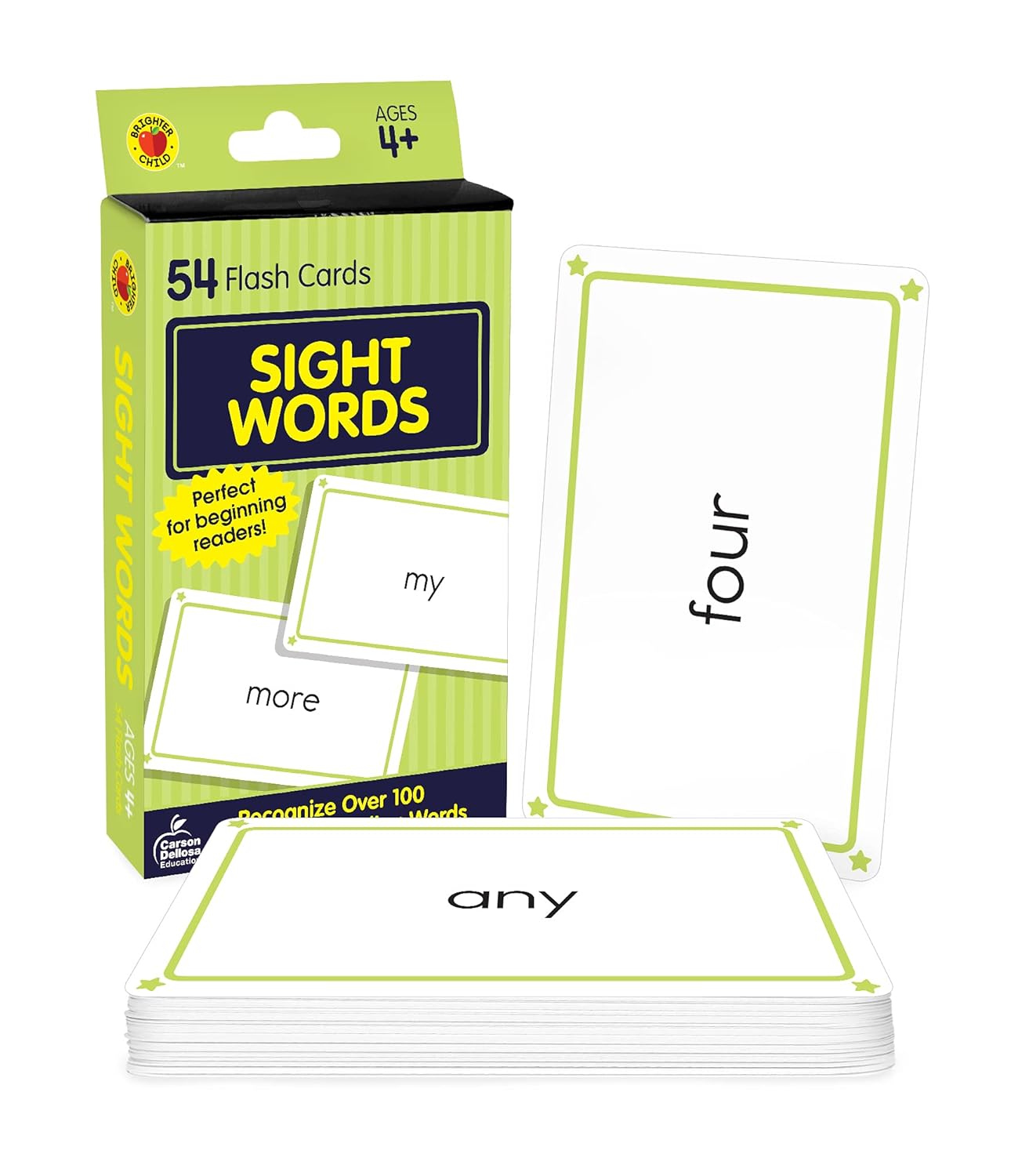 Carson Dellosa 54 Sight Words Flash Cards Kindergarten, Vocabulary and Phonics Flashcards for Toddlers 3-5 years, Preschool and Kindergarten Learning Activities for Kids Ages 4 and Up