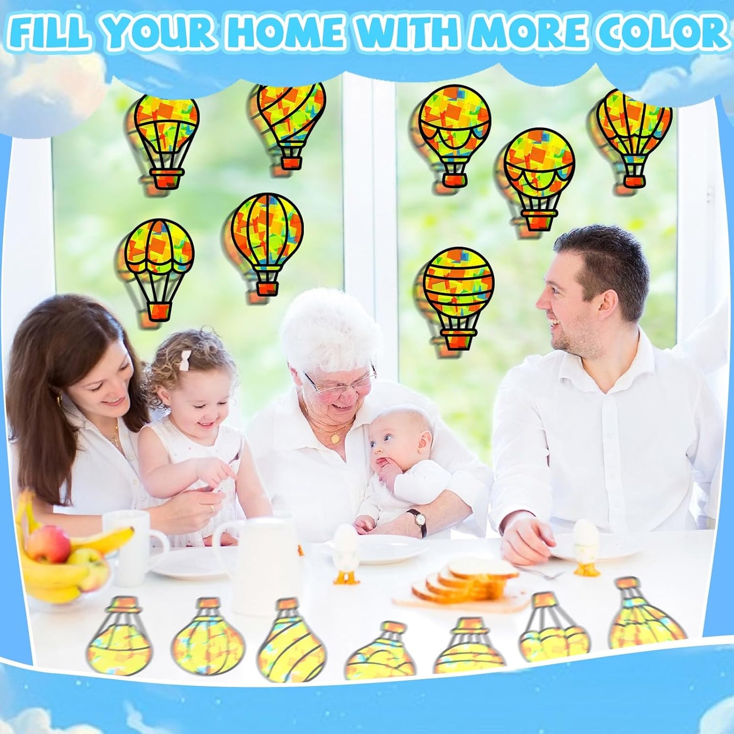 32 Sets Outer Space Suncatchers Craft Kit DIY Window Stained Glass Effect Planet Astronaut Alien Paper Crafts Home School Classroom Decoration Kid Birthday Gift Creative Art Project Activity Game - Colors A
