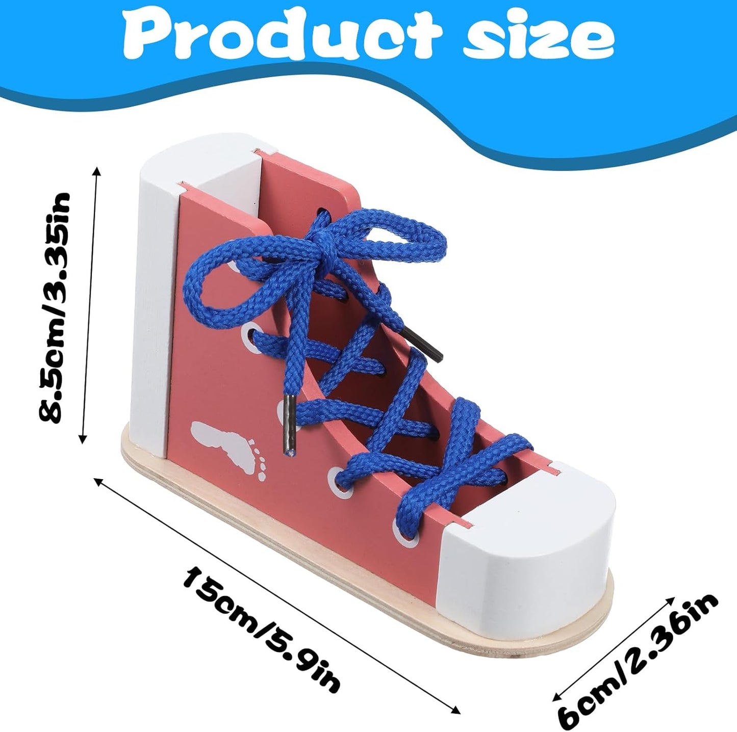 Shoe Ties Practice for Kids Learn to Tie Shoes with Wooden Lacing Sneaker Shoelaces a Shoe Educational Toy