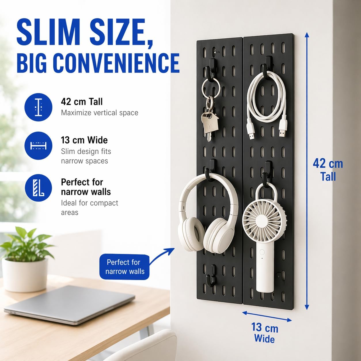 Pegboard Wall Organizer Kit – Heavy Duty 20lbs Load Bearing, Easy Installation, 4 Peg Board Panels 14 Accessories – Multi-Surface Use For Garage, Office, Kitchen & Crafts (White Pegboard,24″×24″)