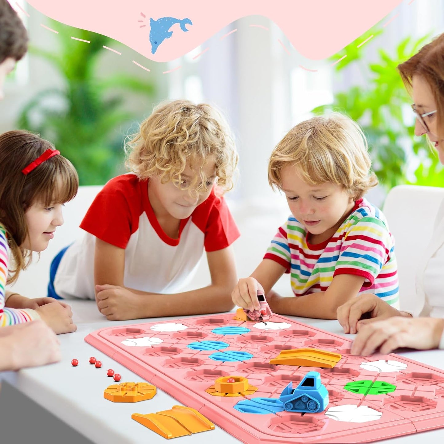 STEM Logic Road Builder Toys: Board Games Toys for 5 Year Old Kids, Montessori Brain Teaser Puzzles Educational Learning Activities Toy for Kid Ages 3 4 6-8 12 Boys Girls Gifts (Orange 32PCS)