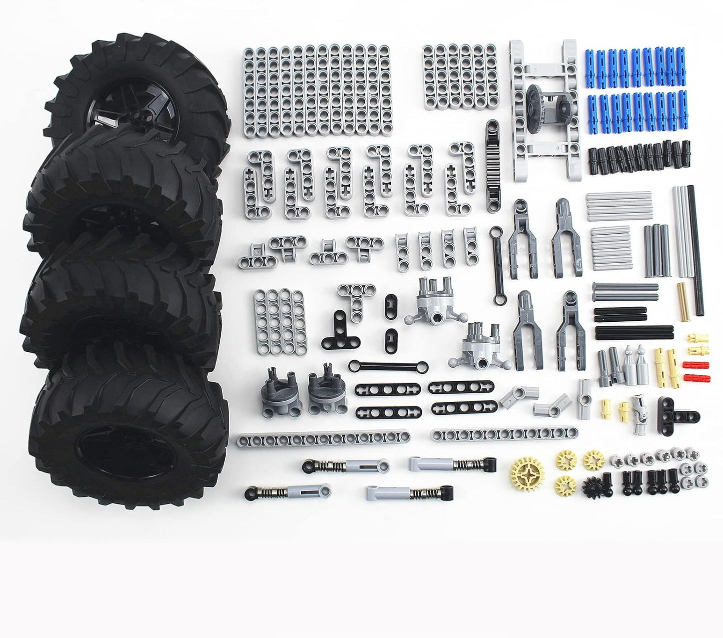 Technics Parts Vehicles Suspension System with Tire 107x44 Technical Parts Set Compatible with All Major Brands, MOC Parts Building Toy DIY Accessories (200pcs)