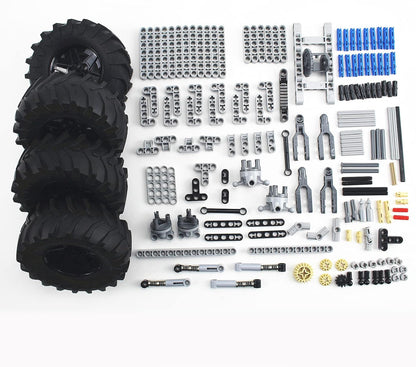 Technics Parts Vehicles Suspension System with Tire 107x44 Technical Parts Set Compatible with All Major Brands, MOC Parts Building Toy DIY Accessories (200pcs)