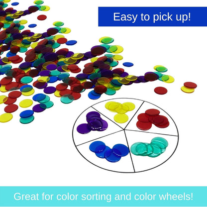 MR CHIPS Plastic Bingo Chips for Games 500 Count Bag - Solid and Transparent Colors Counting Green 3/4 Inch