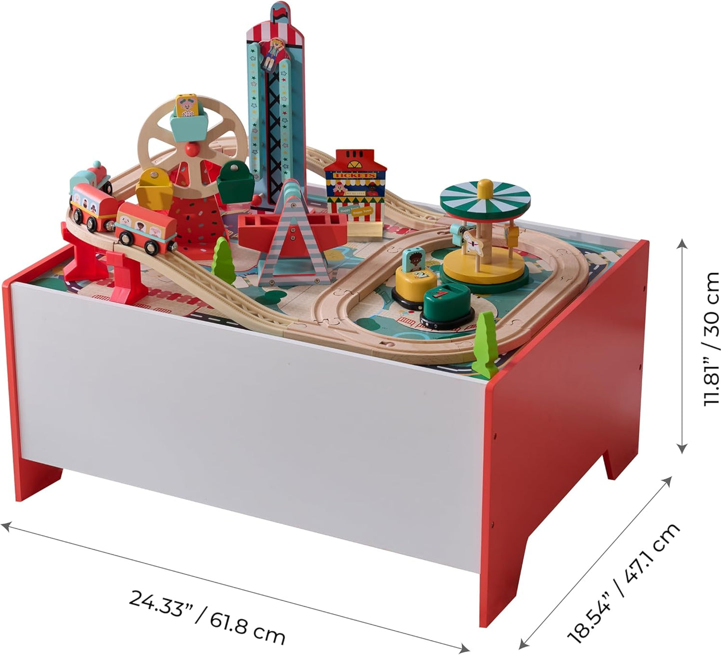 Teamson Kids Preschool Play Lab 7-in-1 Large Wooden Activity Cube Station Center Bead Maze and Counting for Kids Baby Toys, Natural