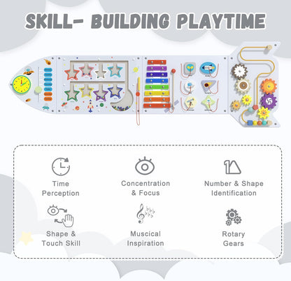 Spacocld Rocket Activity Wall Busy Board Panels - Sensory Wall Panel for Kids, Montessori Toddler Wall Activity Board(5PCS)