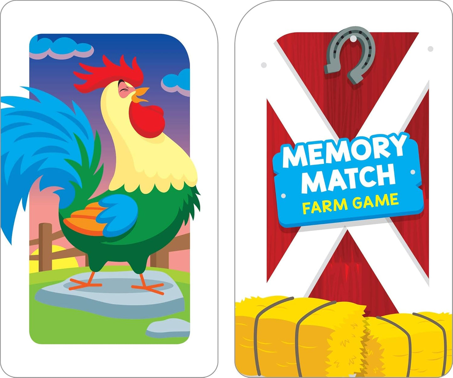 School Zone Get Ready Game Cards Go Fish & Memory Match Farm 2-Pack: 108 Flash Cards, Preschool, Kindergarten, Alphabet, Letters, Animals, Word-Picture Association, Matching, Memory, Ages 3+