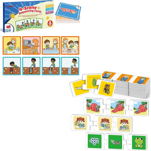 Kasfalci Sequencing Cards & Puzzles,Sequence Game for Kids,Speech Therapy for Autism,Improve Storytelling,Social Skills,Sentence Building,Preschool Learning Activities for Classroom & Homeschool
