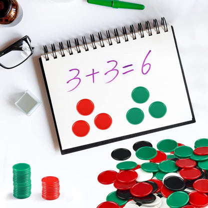 Coopay 1 1/2 Inches Plastic Poker Chips Learning Counters Disks Bingo Chip Counting Discs Markers for Math Practice and Poker Card Game Tokens, Teaching Rewards, 200 Pieces (White)