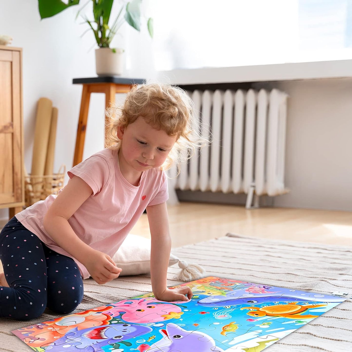Jumbo Floor Puzzle for Kids,Farm Animals Jigsaw Large Puzzles,48 Piece Barn Puzzle for Toddler Ages 3-5,Children Learning Preschool Educational Toys,Birthday Easter Gift for 4-8 Years Old Boy and Girl