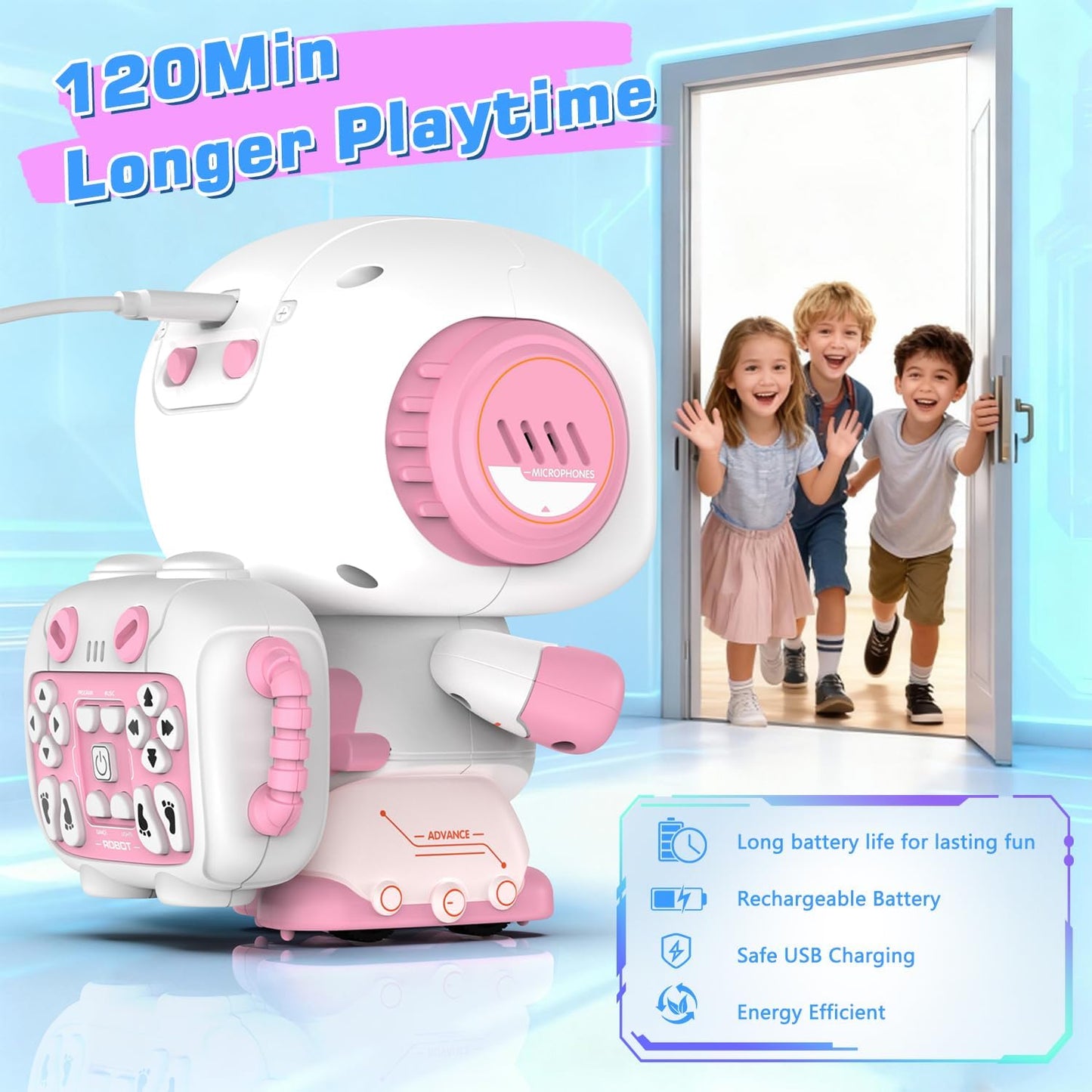 Robot Toy for Kids,Remote Control Robots with Smart Interactive Dancing, Programmable Toy, Rechargeable Robots Toys for Age 3-8 Year Old Boys and Girls Christmas Birthday Gift Present Blue