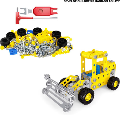 Ferthor Fun 7 in 1 STEM Toys,Creative Set for Boys Age 8-12,Learning Engineering Kids Building Blocks Model Kits,Metal Construction Toys for Kids 8 9 10 11 12+ Year Old(180PCS No Motor)