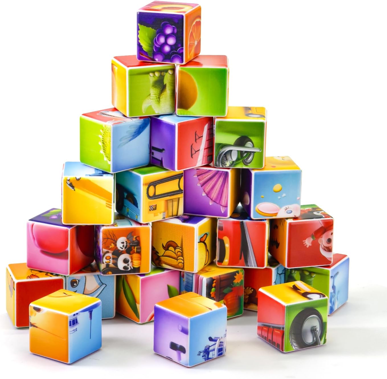 Pairez Toys Random 4 Sets of Magnetic Blocks for Toddlers, 4 Packs Total 16 PCS & 24 Patterns, Magnetic Puzzles for Kids 1-3, Preschool Learning Classroom Must Haves Puzzle Toys