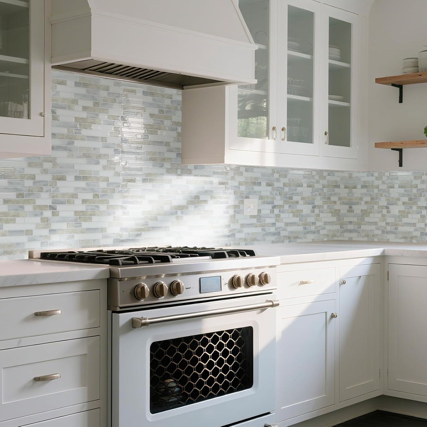 Art3d 10-Sheet Heavy-Duty Peel and Stick Backsplash, Waterproof Wall Tiles Stick on Kitchen Backsplash Living Space, Carrara Grey