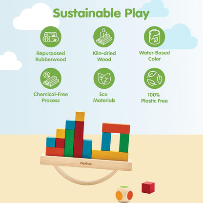 PlanToys® Balancing Cactus | Montessori Wooden Toy for Toddlers | STEM Game for Fine Motor Skills, Logic & Coordination | Eco-Friendly Educational Toy for Kids Ages 3+