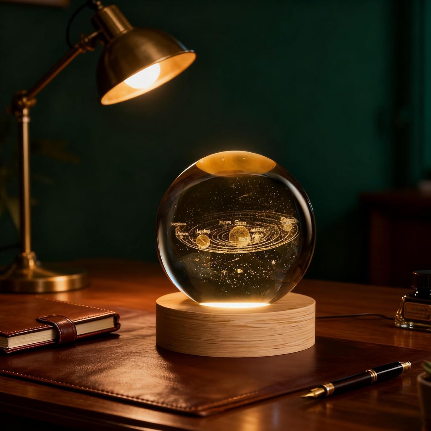 3D Solar System Crystal Ball, 2.4in Universe Gifts Decorative Quartz Glass Ball, Space Laser Engraved Model Astronomy Decor, Physics Display Sculpture Home Decor Crafts for Friends Mom Women Boys