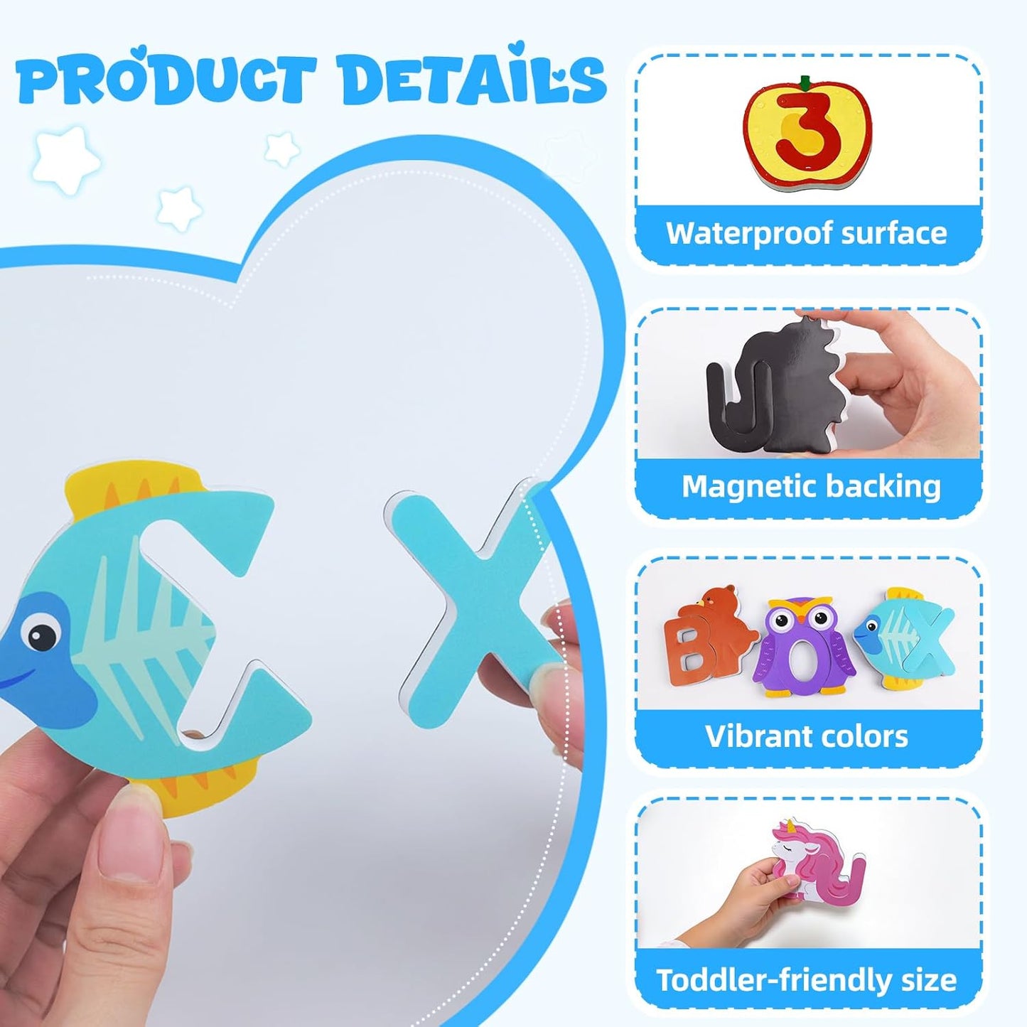 72Pcs Magnetic Letters Numbers Alphabet Fridge Magnets Cute Animals Letter Number Magnets Foam Alphabet Letters Magnets Educational Set for Learning Spelling