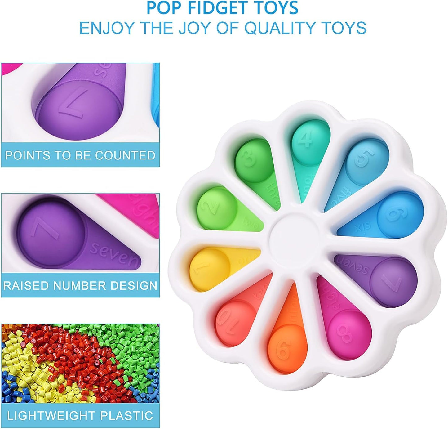 Pop Fidget Sensory Toys for Toddlers 1-3, Montessori Toys for 1 2 3 Year Old, Toddlers Push and Popping Bubbles Digits Number Learning Sensory Preschool Toy