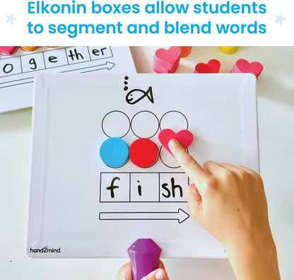 hand2mind Elkonin Box Magnetic Answer Board, Word Mapping Paddles, Elkonin Boxes Dry Erase Blending Board, Phonemic Awareness, Phonics Manipulatives, Science of Reading Classroom Materials (Set of 6)