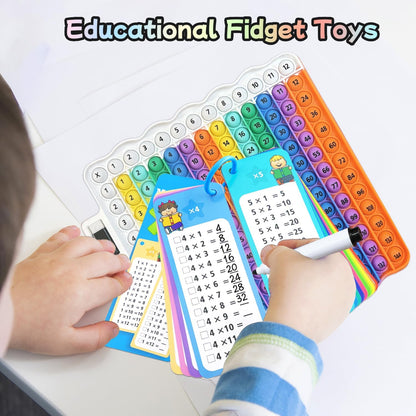 Multiplication Flash Cards + Pop Fidget Multiplication Chart, Times Table Educational Flashcard 3rd Grade, 4th, 5th, 6th Grade