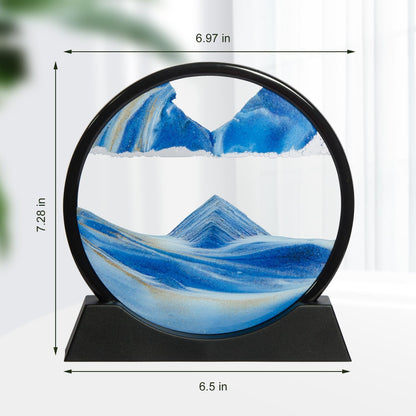 KUILONGT 3D Dynamic Sand Art Liquid Motion 6.97 Inch Khaki Moving Sand Art for Desktop Home Office Decor Relaxing Kinetic Sandscapes with Flowing Design(Khaki)