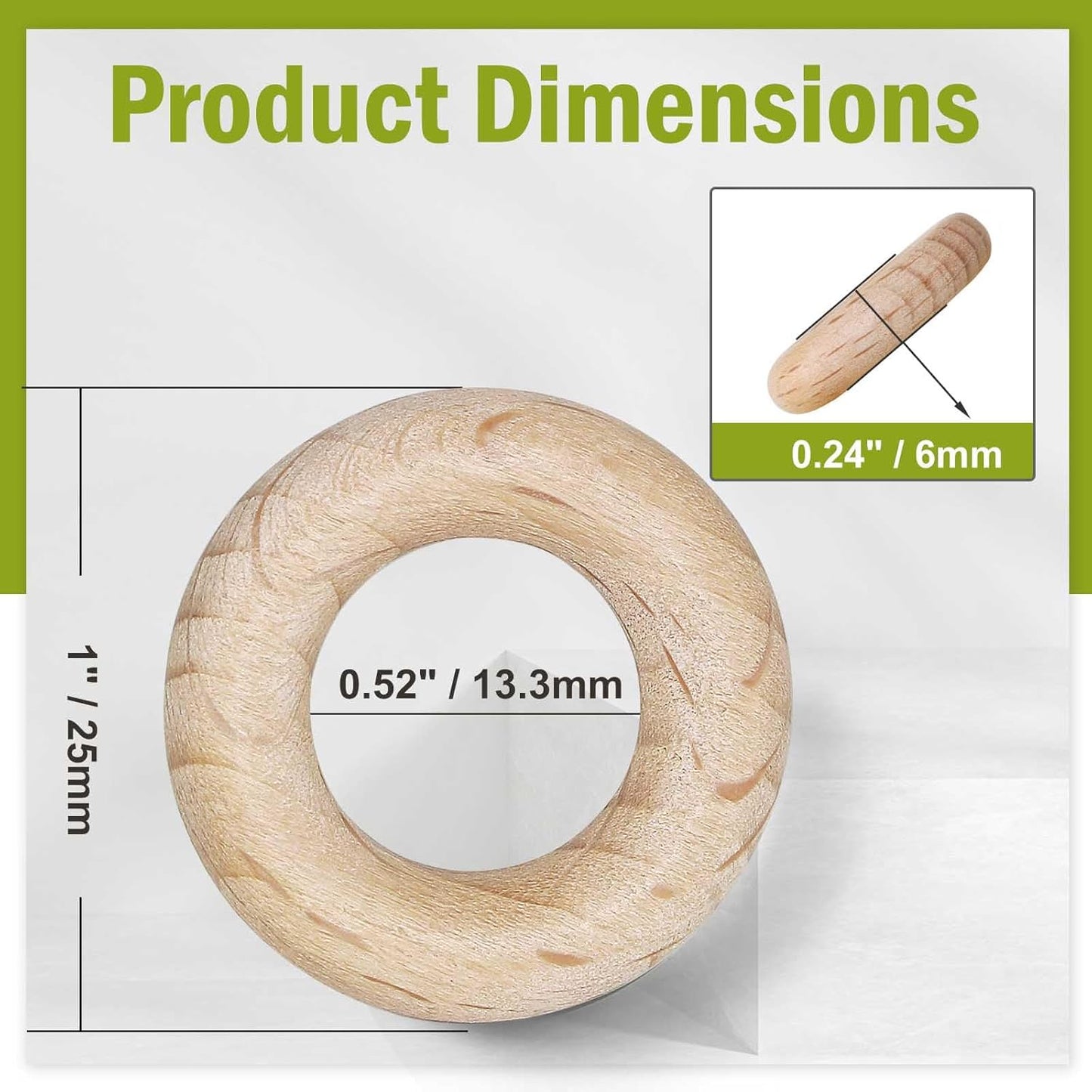 FoDau770 5pcs Natural Beech Wooden Rings, Unfinished Solid Wood Rings Heavy Duty Wood Circles, Macrame Craft Circles for Party, Home Decor & DIY Making - Outer Diameter: 3 Inch