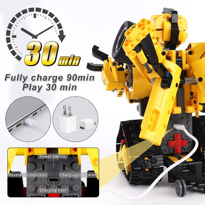 Sciencow 2-in-1 Build a Robot Kit, Remote & APP Controlled Robotic Building Blocks Toys STEM Projects for Kids Ages 8 9 10 11 12 13 14,Chirstmas Birthday Gift for Boys (RC Mars Rover)