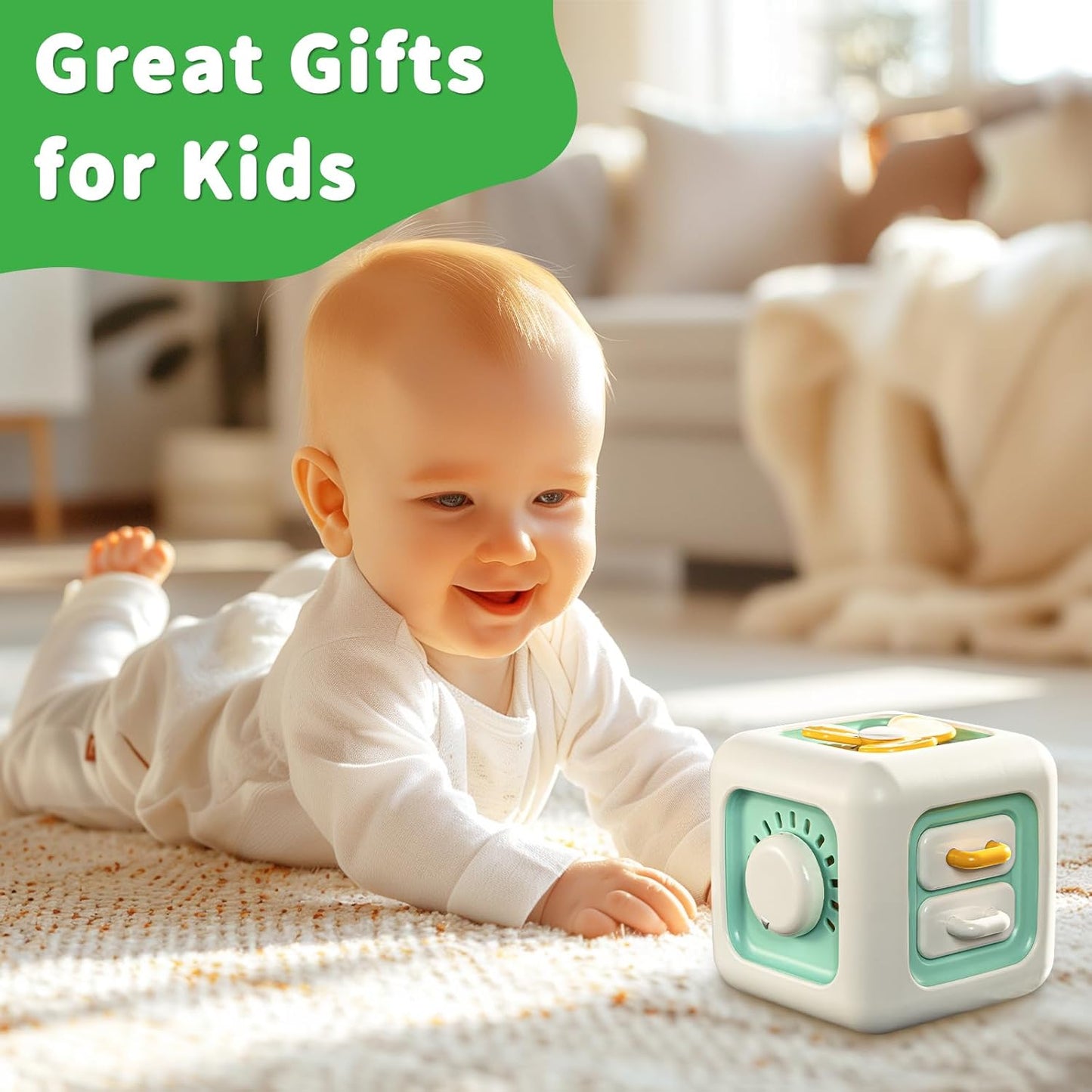 SOCBTNSO Busy Cube Toy for 1 Year Old Boy, Montessori Toys for 1+ Year Old, Travel Sensory Toys for Toddlers 1-3, Learning Fine Motor Skills| 1st Birthday Gifts 6 9 12 Months Baby