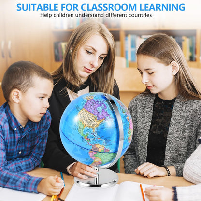 KISEER 6 Inch World Globe Rotating Earth Spinning Globe with Heavy Metal Stand for Kids Geography Classroom Education or Office Home Decorations