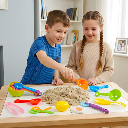 Hiawbon 20 PCS Sensory Bin Tools, Sensory Sand Tools Set, Sensory Bin Filler, Fine Motor Toys Handy Scooper Set, Sensory Bin Accessories Tool, Bin Scoops Plastic Tweezers Tongs Cups for 2+ Years Old