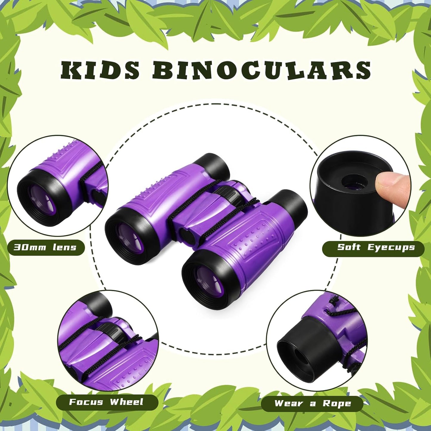 Libima 24 Pcs Binoculars Bulk Educational Compact Binoculars with Neck String Telescope for Learning Bird Watching Camping Hiking Travel Safaris Birthday Gifts(Green)