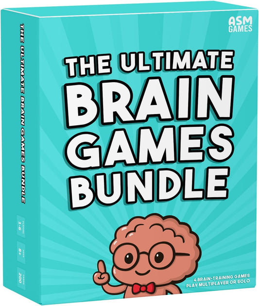 The Ultimate Brain Games Bundle, 4-in-1 Games for Kids and Adults to Improve Brain Function, Including Puzzles, Memory and Word Challenges