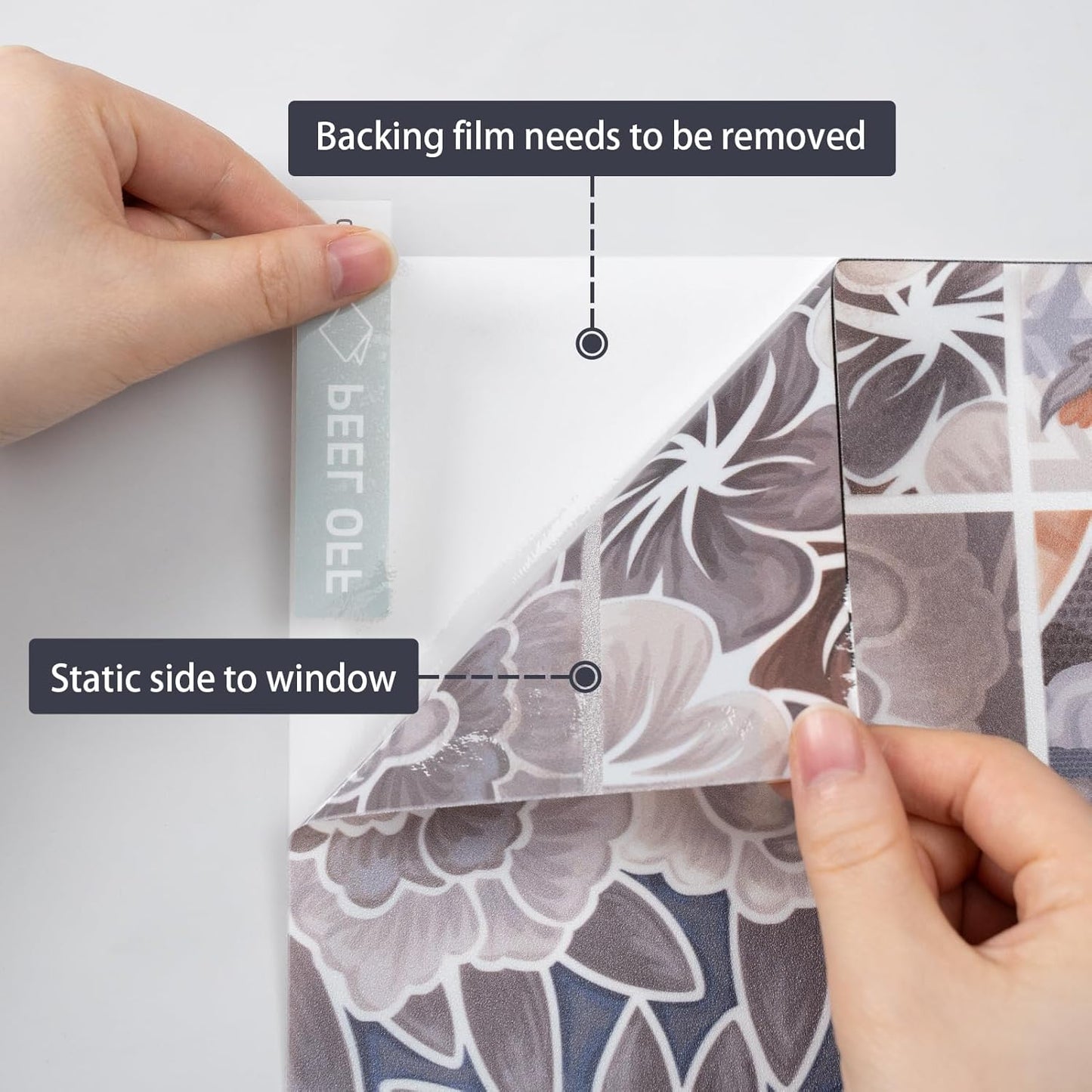 DKTIE Wooden Blinds Pattern Decorative Window Privacy Film, Sun Blocking Heat Control, Static Cling No Glue, with Installation Tools, Stained Glass Window Film (S531, 17.7" x 78.7")