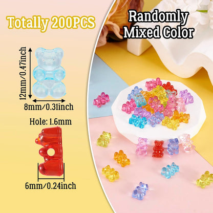 Kissitty 100Pcs Clear Acrylic Bear Beads Cute Bears Loose Beads Bulk Transparent Gummy Bear Spacer Bead Counting Bears for Bracelet Adults Necklace Earring Crafts Bag Key Chain DIY Jewelry Making