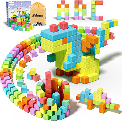Apluses 45PCS Magnetic Blocks - Transparent Magnet Cubes, Toddler Building Blocks, Sensory Autism Gifts for Kids Ages 3+, Preschool Travel Toys for 3-5 Year Old Boys and Girls